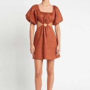 Faithfull the Brand Almero Mini Dress in Plain Spice